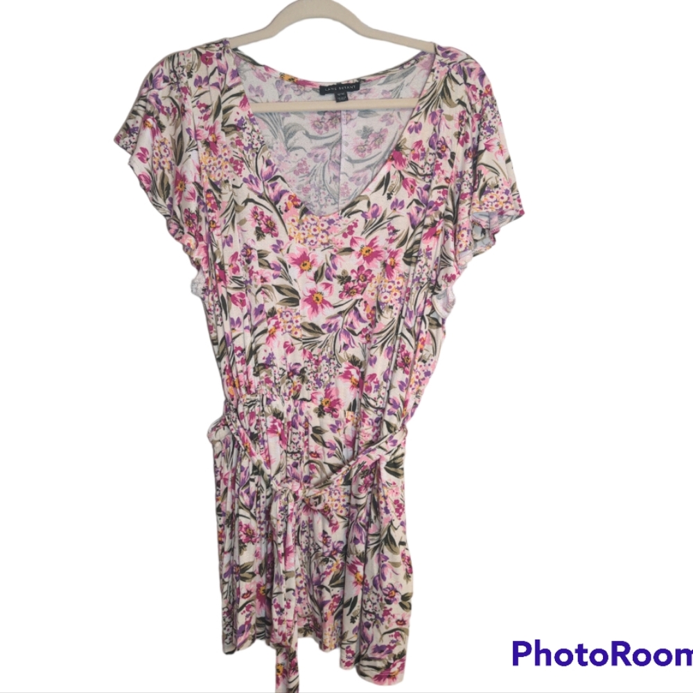 Land Bryant Floral Flutter Sleeve Tie Waist V Neck Shirt Size 18/20